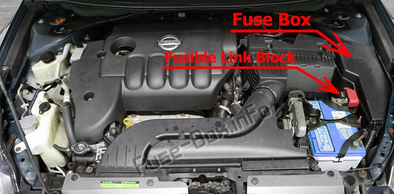 Sigortaların motor bölmesindeki yeri: Nissan Altima (2007-2013)