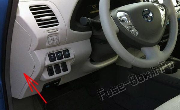Sigortaların yolcu bölmesindeki yeri: Nissan Leaf (2010-2017)