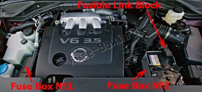 Sigortaların motor bölmesindeki yeri: Nissan Murano (2003-2007)