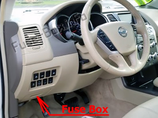Sigortaların yolcu bölmesindeki yeri: Nissan Murano (2009-2014)