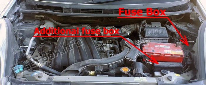 Sigortaların motor bölmesindeki yeri: Nissan Note (2004-2013)