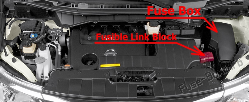 Sigortaların motor bölmesindeki yeri: Nissan Quest (2011-2017)