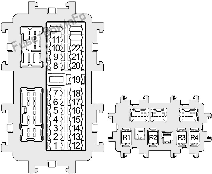 Pano sigorta kutusu şeması: Nissan Quest (2011, 2012, 2013, 2014, 2015, 2016, 2017)