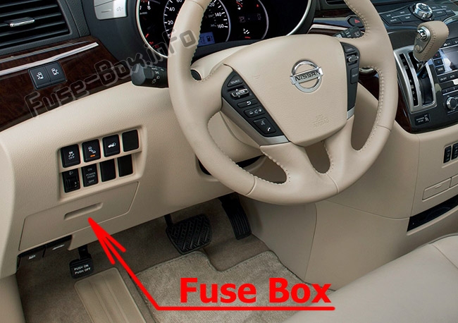 Sigortaların yolcu bölmesindeki yeri: Nissan Quest (2011-2017)