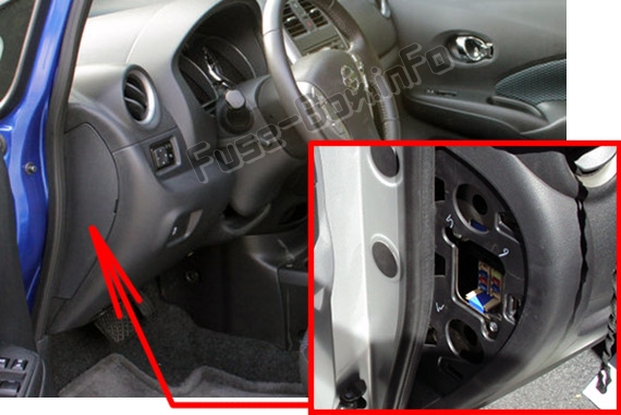 Sigortaların yolcu bölmesindeki yeri: Nissan Versa Note / Note (2013-2018)