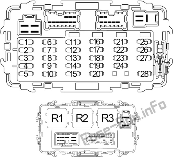 Pano sigorta kutusu şeması: Nissan Xterra (1999, 2000, 2001, 2002, 2003, 2004)