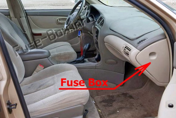Sigortaların yolcu bölmesindeki yeri: Oldsmobile Entrika (2000, 2001, 2002)