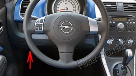 Sigortaların yolcu bölmesindeki yeri: Opel / Vauxhall Agila B (2008-2014)