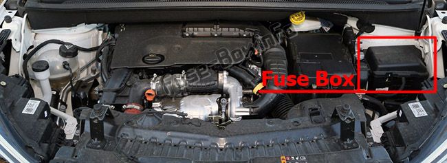 Sigortaların motor bölmesindeki yeri: Opel / Vauxhall Crossland X (2017, 2018, 2019 -...)