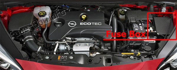 Sigortaların motor bölmesindeki yeri: Opel / Vauxhall Corsa E (2015-2019 -...)
