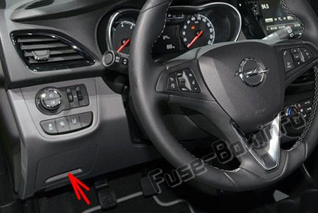Sigortaların yolcu bölmesindeki yeri: Opel / Vauxhall Karl (2015-2019 -...)