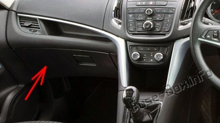 Sigortaların yolcu kabinindeki yeri (RHD): Opel / Vauxhall Zafira Tourer C (2011-2017)