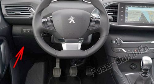 Sigortaların yolcu bölmesindeki yeri (LHD): Peugeot 308 (2007-2013)