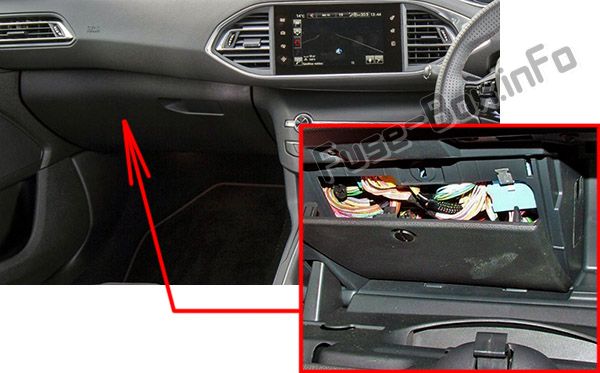 Sigortaların yolcu bölmesindeki yeri (RHD): Peugeot 308 (2007-2013)