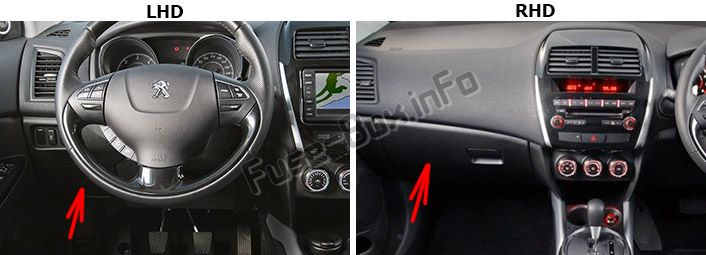 Sigortaların yolcu bölmesindeki yeri: Peugeot 4008 (2012-2017)