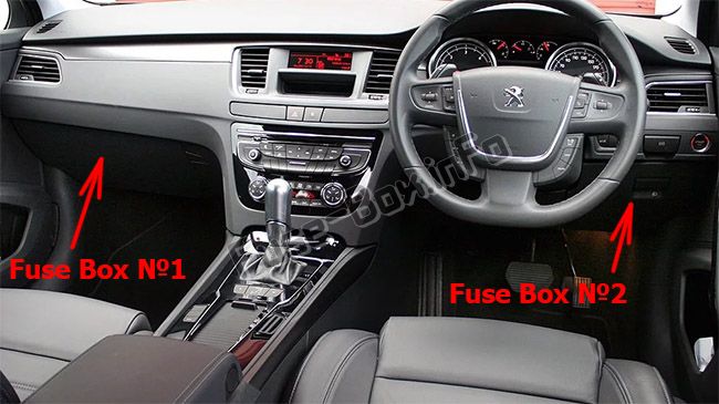 Sigortaların yolcu kabinindeki yeri (RHD): Peugeot 508 (2011-2017)