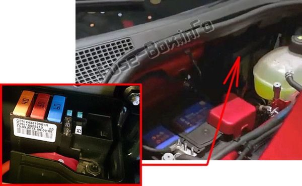 Sigortaların motor bölmesindeki yeri: Renault Twingo III (2015-2019- ..)