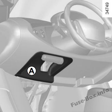 Sigortaların yolcu bölmesindeki yeri: Renault Twizy (2012-2018- ..)