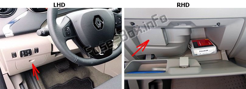 Sigortaların yolcu bölmesindeki yeri: Renault Zoe (2013-2018)