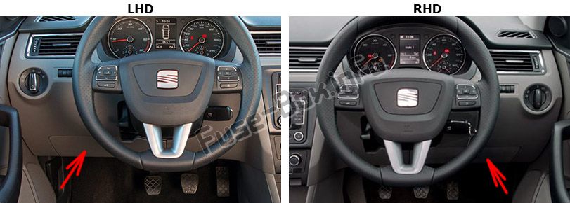 Sigortaların yolcu kabinindeki yeri: SEAT Toledo (2012-2018)