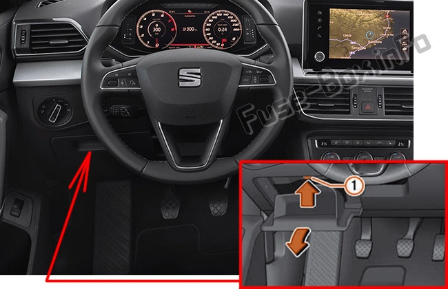 Sigortaların yolcu bölmesindeki yeri (LHD): Seat Tarraco (2019)