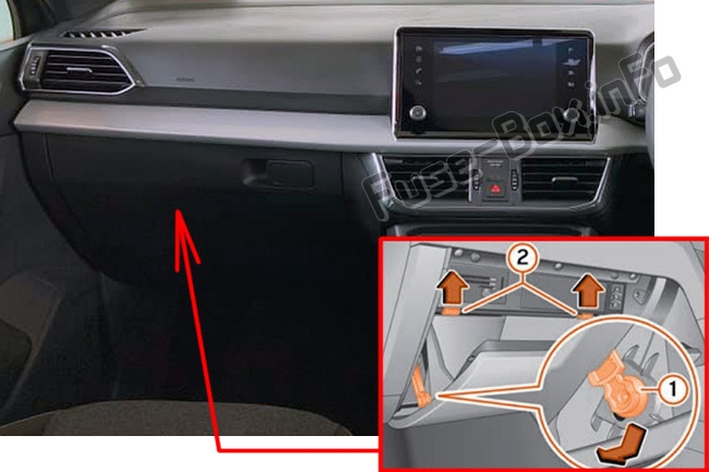 Sigortaların yolcu bölmesindeki yeri (RHD): Seat Tarraco (2019)