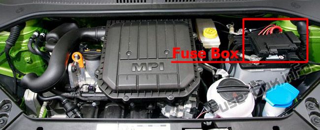 Sigortaların motor bölmesindeki yeri: Skoda Citigo (2016-2019- ..)