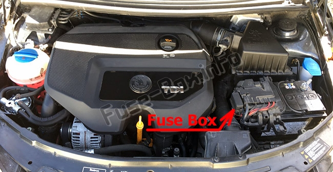 Sigortaların motor bölmesindeki yeri: Skoda Fabia (Mk2 / 5J; 2007-2014)
