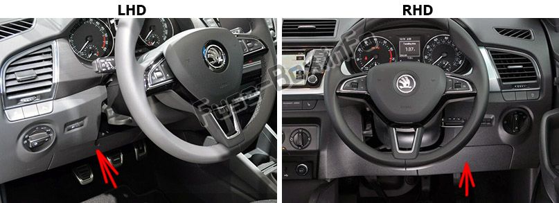 Sigortaların yolcu bölmesindeki yeri: Skoda Fabia (2015-2019- ..)