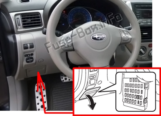 Sigortaların yolcu bölmesindeki yeri: Subaru Impreza (2008-2011)