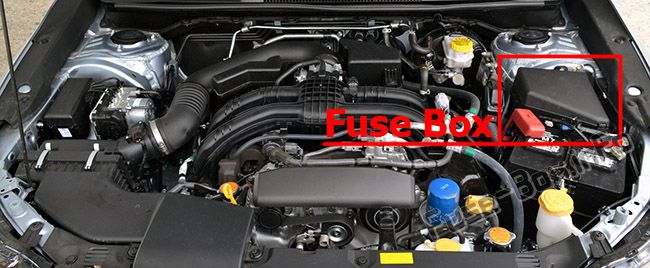 Sigortaların motor bölmesindeki yeri: Subaru Impreza (2017, 2018, 2019 -...)