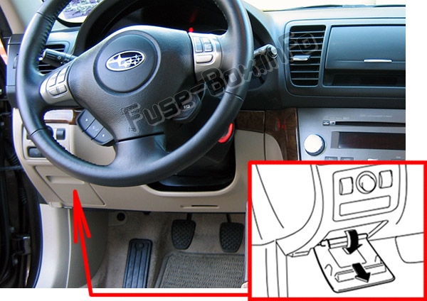 Sigortaların yolcu bölmesindeki yeri: Subaru Outback (2005-2009)