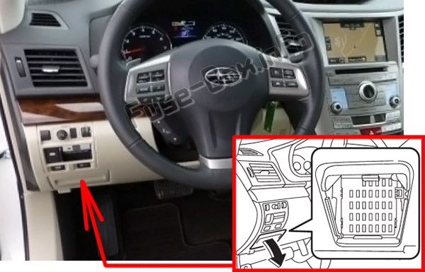 Sigortaların yolcu bölmesindeki yeri: Subaru Outback (2010-2014)