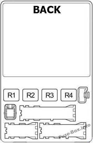 Pano sigorta kutusu şeması (arka panel): Toyota 4Runner (2003, 2004, 2005, 2006, 2007, 2008, 2009)