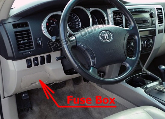 Sigortaların yolcu bölmesindeki yeri: Toyota 4Runner (N210; 2003-2009)