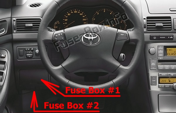 Sigortaların yolcu bölmesindeki yeri: Toyota Avensis (T250; 2003-2009)