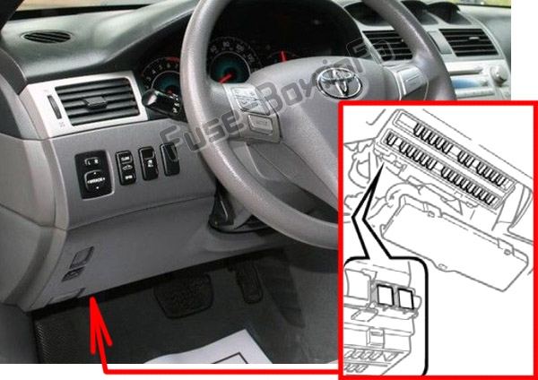 Sigortaların yolcu bölmesindeki yeri: Toyota Camry Solara (2004-2008)