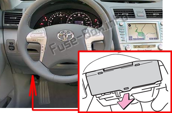 Sigortaların yolcu bölmesindeki yeri: Toyota Camry (XV40; 2007-2011)