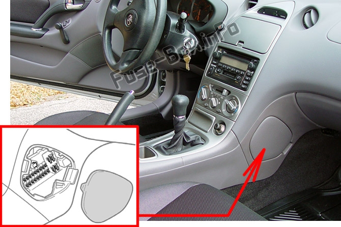 Sigortaların yolcu bölmesindeki yeri: Toyota Celica (1999-2006)