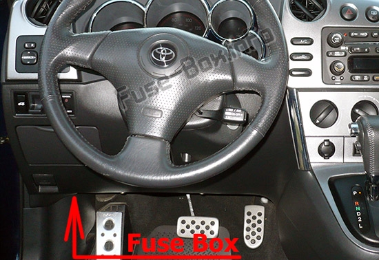 Sigortaların yolcu bölmesindeki yeri: Toyota Matrix (E130; 2003-2009)
