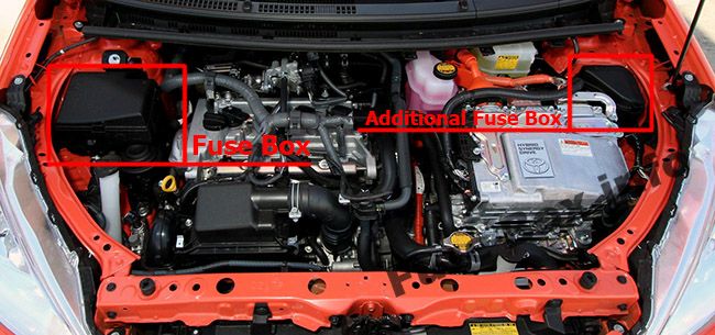 Sigortaların motor bölmesindeki yeri: Toyota Prius C (2012-2017)