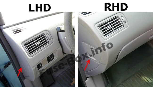 Sigortaların yolcu bölmesindeki yeri: Toyota Prius (2000-2003)