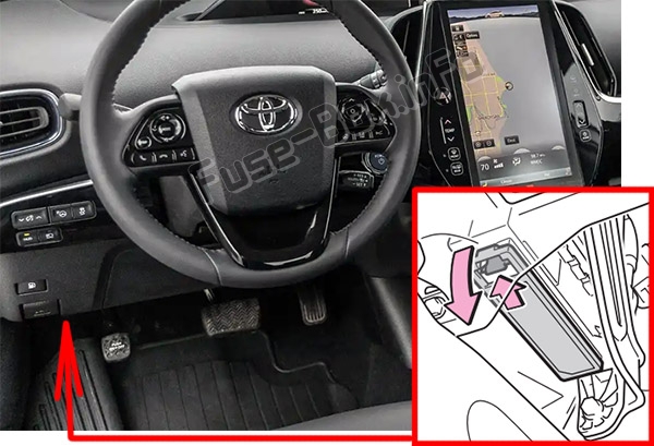 Sigortaların yolcu bölmesindeki yeri: Toyota Prius (XW50; 2016-2019- ..)