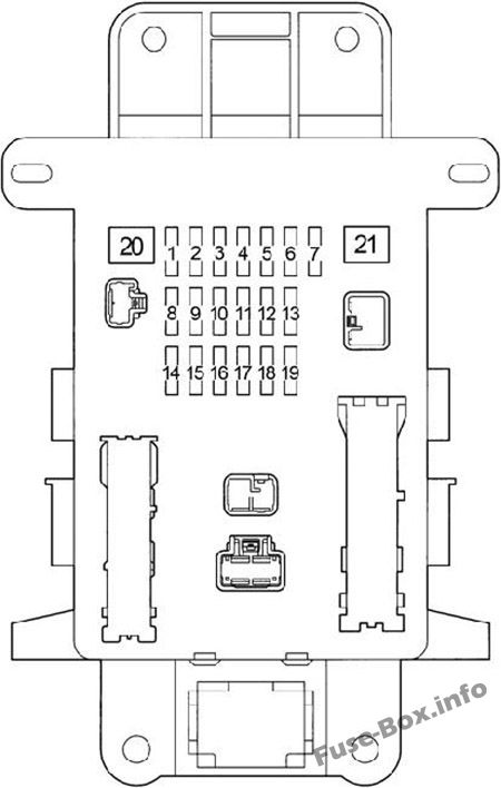 Pano sigorta kutusu şeması: Toyota RAV4 (2001, 2002, 2003, 2004, 2005)