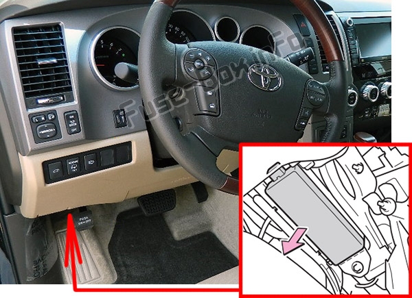 Sigortaların yolcu bölmesindeki yeri: Toyota Sequoia (2008-2017)