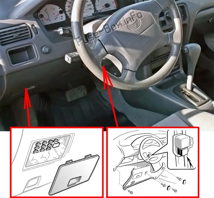 Sigortaların yolcu bölmesindeki yeri: Toyota Tercel (1994-1999)