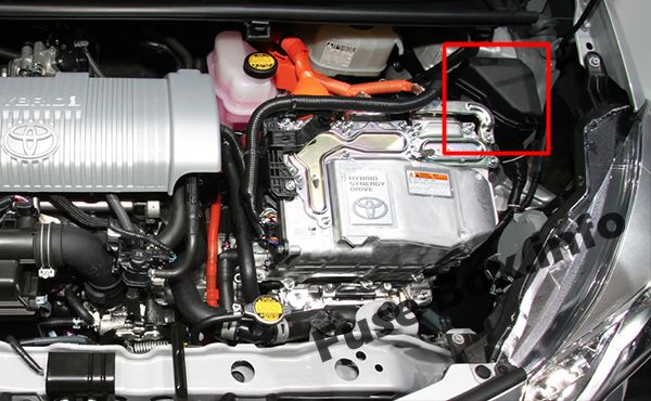 Sigortaların motor bölmesindeki yeri: Toyota Yaris Hybrid / Echo Hybrid (2012-2017)