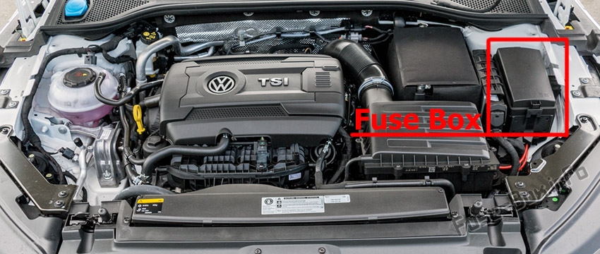 Sigortaların motor bölmesindeki yeri: Volkswagen Arteon (2017, 2018, 2019)
